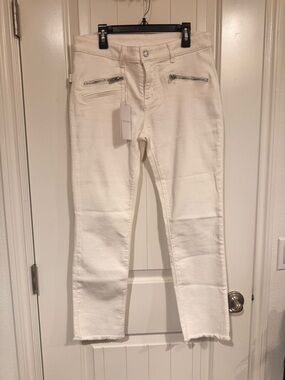 Zadig & voltaire Ava white Straight-Leg cropped Jeans with Front Zippers size 28